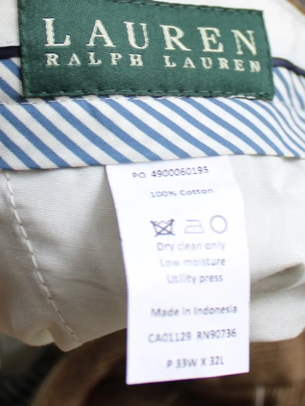 LAUREN Ralph Lauren Corduroy Pleated Pants Trousers Tan Brown Men's Size 33 x 32